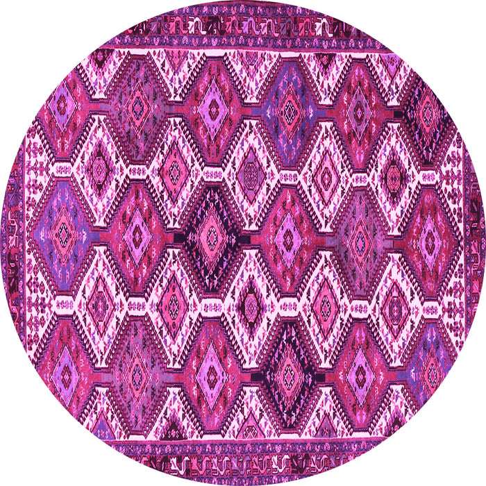 Round Machine Washable Persian Pink Traditional Rug, wshtr3217pnk