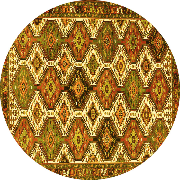 Round Persian Yellow Traditional Rug, tr3217yw