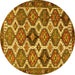 Round Persian Yellow Traditional Rug, tr3217yw