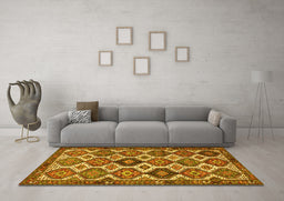 Machine Washable Persian Yellow Traditional Rug in a Living Room, wshtr3217yw