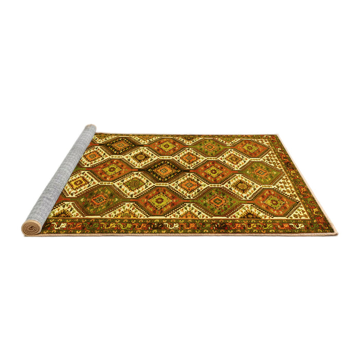 Sideview of Machine Washable Persian Yellow Traditional Rug, wshtr3217yw