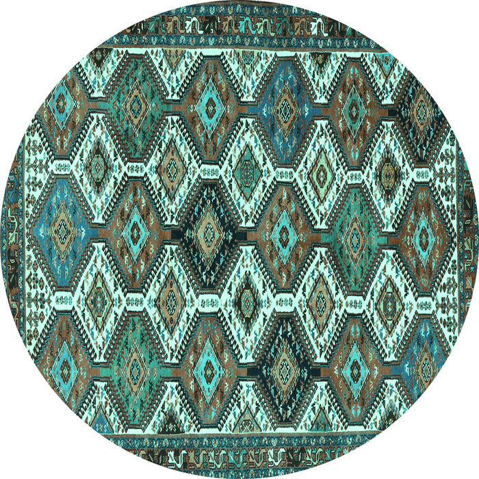 Round Persian Turquoise Traditional Rug, tr3217turq