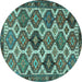 Round Persian Turquoise Traditional Rug, tr3217turq