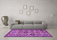 Machine Washable Persian Purple Traditional Rug, wshtr3217pur