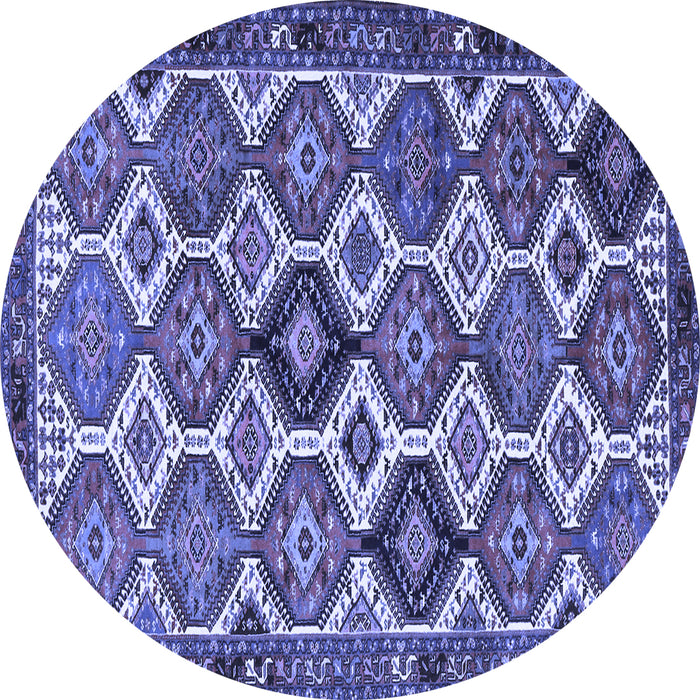 Round Machine Washable Persian Blue Traditional Rug, wshtr3217blu