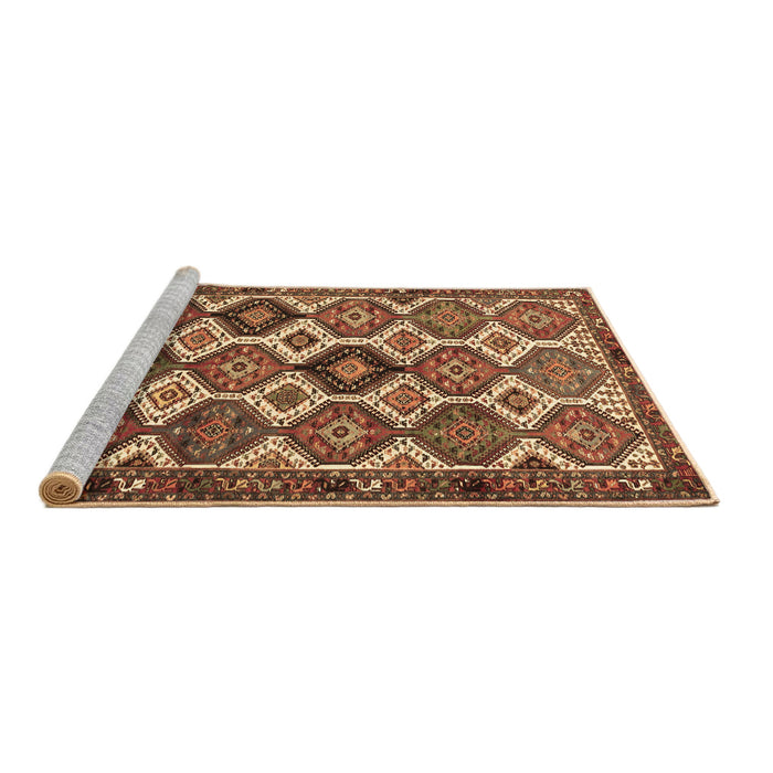 Sideview of Machine Washable Persian Brown Traditional Rug, wshtr3217brn