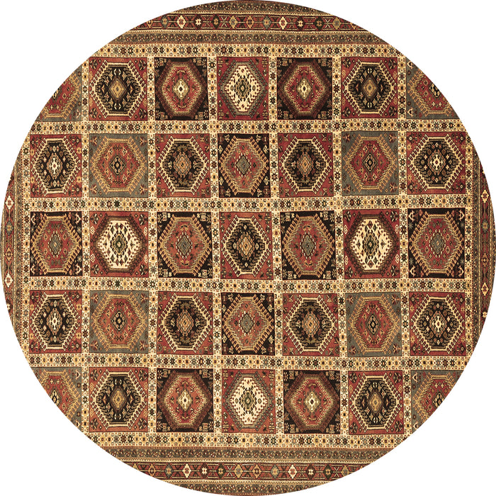 Round Persian Brown Traditional Rug, tr3218brn