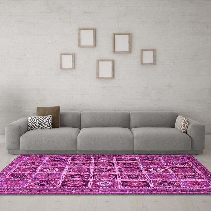 Machine Washable Persian Pink Traditional Rug in a Living Room, wshtr3218pnk