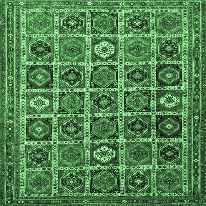 Square Machine Washable Persian Emerald Green Traditional Area Rugs, wshtr3218emgrn
