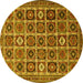 Round Machine Washable Persian Yellow Traditional Rug, wshtr3218yw