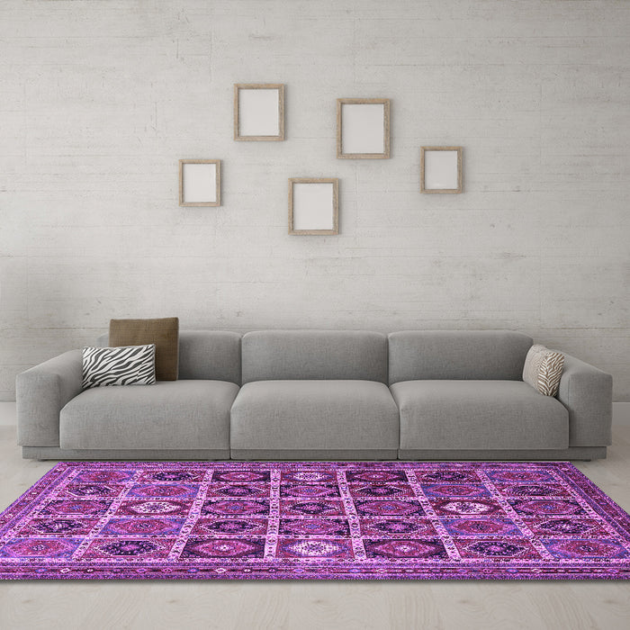 Machine Washable Persian Purple Traditional Area Rugs in a Living Room, wshtr3218pur