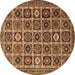 Round Machine Washable Persian Brown Traditional Rug, wshtr3218brn