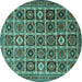 Round Machine Washable Persian Turquoise Traditional Area Rugs, wshtr3218turq