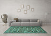 Machine Washable Persian Turquoise Traditional Area Rugs in a Living Room,, wshtr3218turq