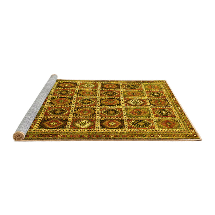 Sideview of Machine Washable Persian Yellow Traditional Rug, wshtr3218yw