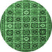 Round Machine Washable Persian Emerald Green Traditional Area Rugs, wshtr3218emgrn