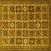 Square Machine Washable Persian Yellow Traditional Rug, wshtr3218yw