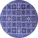 Round Machine Washable Persian Blue Traditional Rug, wshtr3218blu