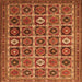 Round Machine Washable Persian Orange Traditional Area Rugs, wshtr3218org