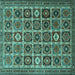 Square Machine Washable Persian Turquoise Traditional Area Rugs, wshtr3218turq