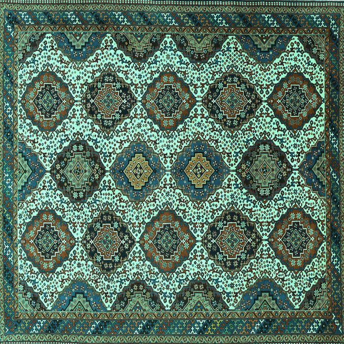 Square Persian Turquoise Traditional Rug, tr3219turq