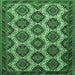 Square Machine Washable Persian Emerald Green Traditional Area Rugs, wshtr3219emgrn