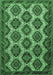 Machine Washable Persian Emerald Green Traditional Area Rugs, wshtr3219emgrn