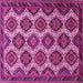 Square Machine Washable Persian Pink Traditional Rug, wshtr3219pnk