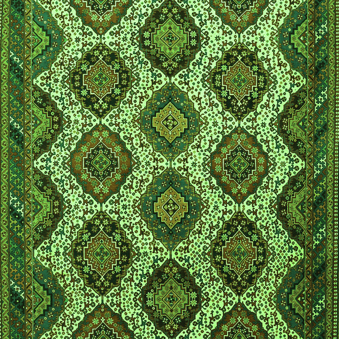 Serging Thickness of Machine Washable Persian Green Traditional Area Rugs, wshtr3219grn