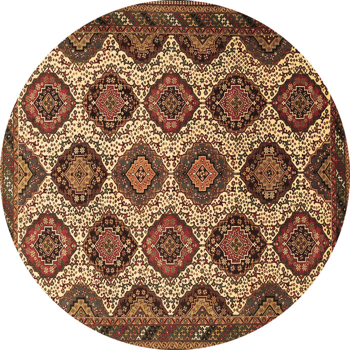 Round Machine Washable Persian Brown Traditional Rug, wshtr3219brn