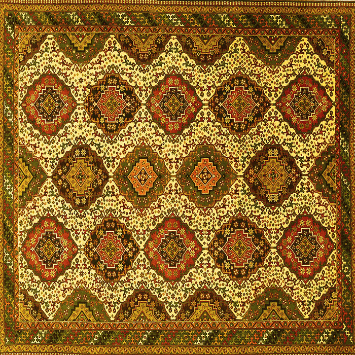 Square Machine Washable Persian Yellow Traditional Rug, wshtr3219yw