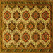 Square Machine Washable Persian Yellow Traditional Rug, wshtr3219yw