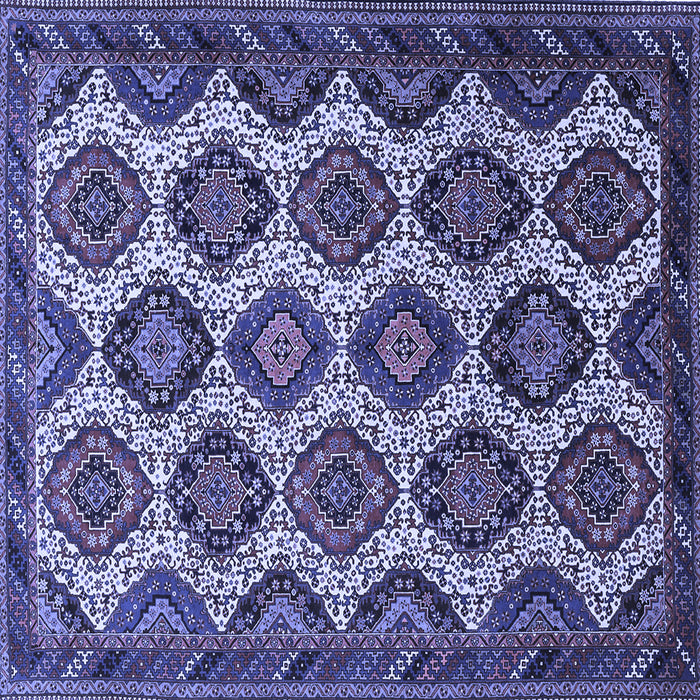 Square Machine Washable Persian Blue Traditional Rug, wshtr3219blu