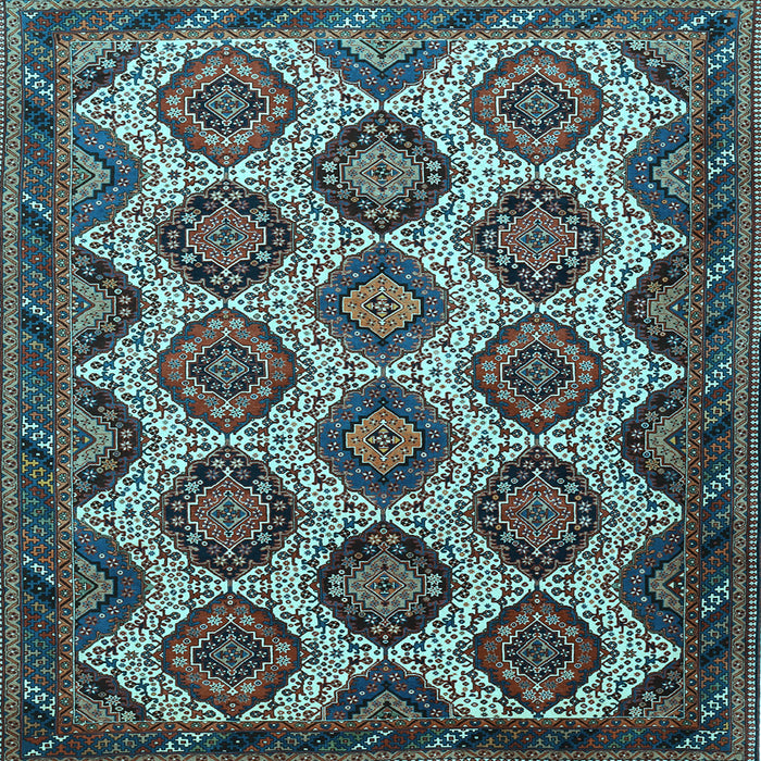 Square Machine Washable Persian Light Blue Traditional Rug, wshtr3219lblu