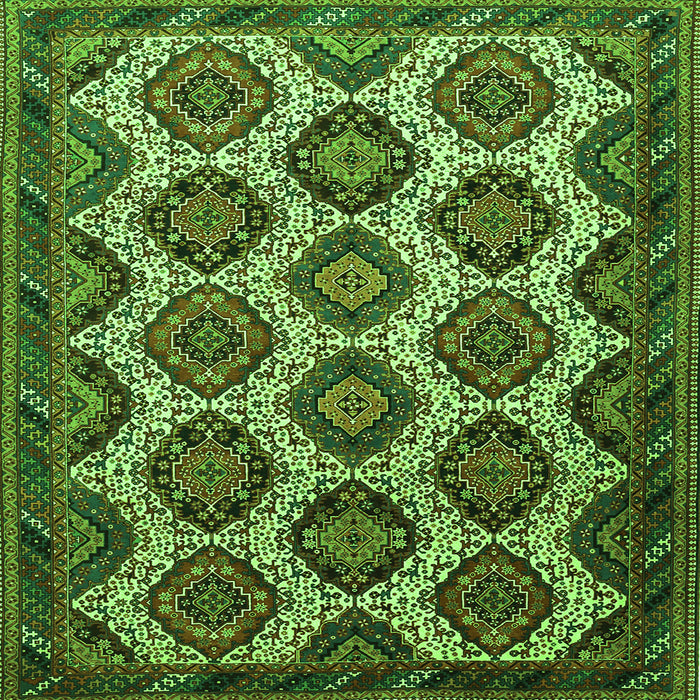Round Machine Washable Persian Green Traditional Area Rugs, wshtr3219grn