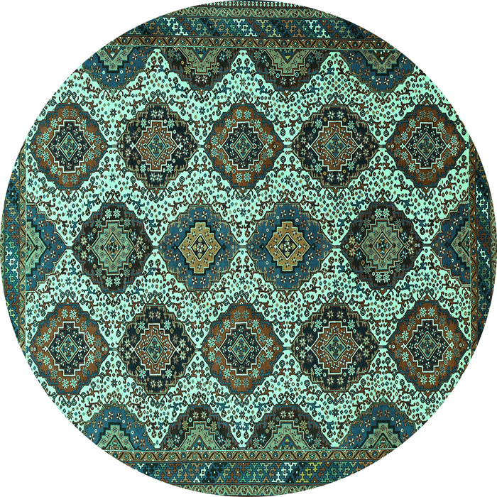 Round Persian Turquoise Traditional Rug, tr3219turq