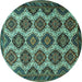 Round Persian Turquoise Traditional Rug, tr3219turq