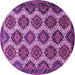 Round Machine Washable Persian Purple Traditional Area Rugs, wshtr3219pur