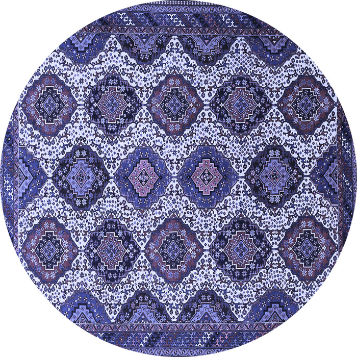 Round Machine Washable Persian Blue Traditional Rug, wshtr3219blu
