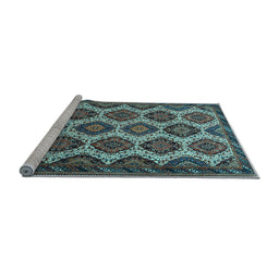 Sideview of Machine Washable Persian Light Blue Traditional Rug, wshtr3219lblu