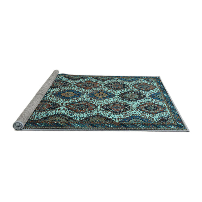 Sideview of Machine Washable Persian Light Blue Traditional Rug, wshtr3219lblu