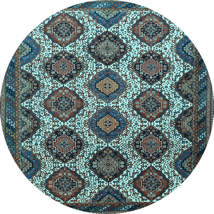 Round Persian Light Blue Traditional Rug, tr3219lblu