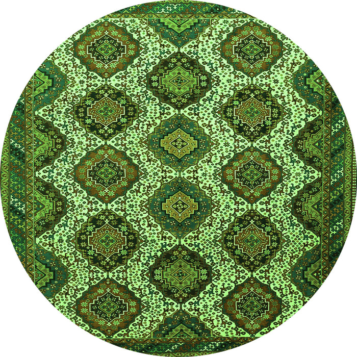 Square Persian Green Traditional Rug, tr3219grn