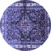 Round Machine Washable Persian Blue Traditional Rug, wshtr321blu