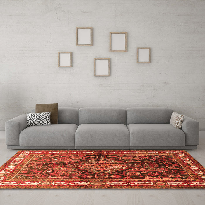 Machine Washable Persian Orange Traditional Area Rugs in a Living Room, wshtr321org