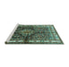 Sideview of Machine Washable Persian Turquoise Traditional Area Rugs, wshtr321turq