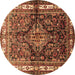 Round Machine Washable Persian Brown Traditional Rug, wshtr321brn