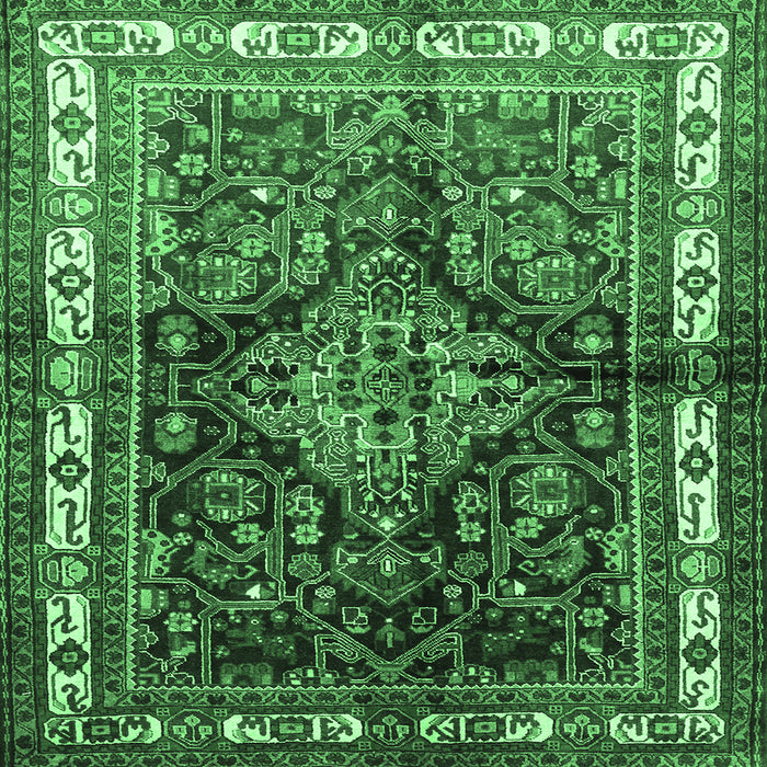 Square Persian Emerald Green Traditional Rug, tr321emgrn