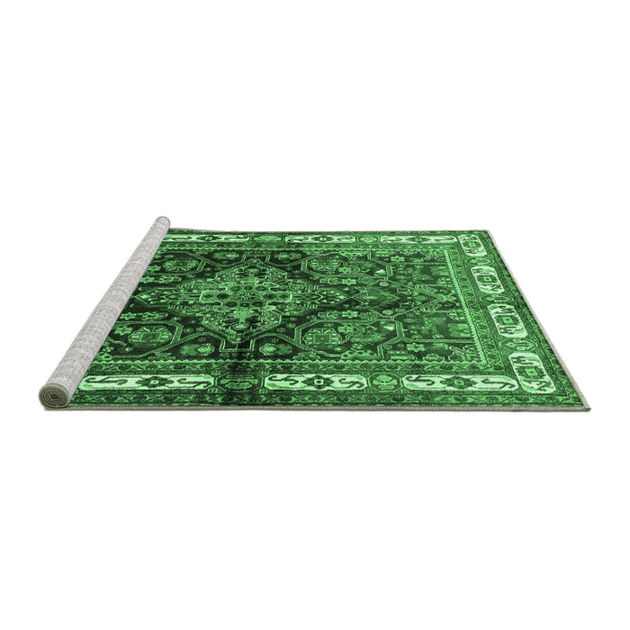 Sideview of Machine Washable Persian Emerald Green Traditional Area Rugs, wshtr321emgrn