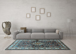 Machine Washable Persian Light Blue Traditional Rug in a Living Room, wshtr321lblu